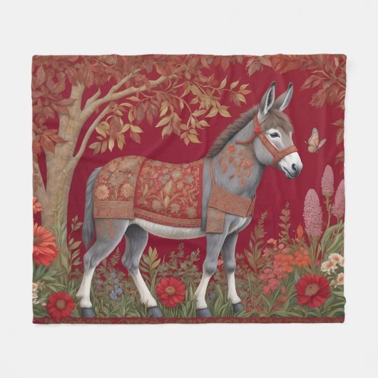 Couverture Polaire Belle campagne rouge âne gris (Devant (Horizontal))