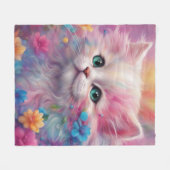 Couverture Polaire Belle Chat Blanc Fluffy (Devant (Horizontal))