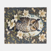 Couverture Polaire Belle Chouette Et Fleurs De Jasmin (Devant (Horizontal))