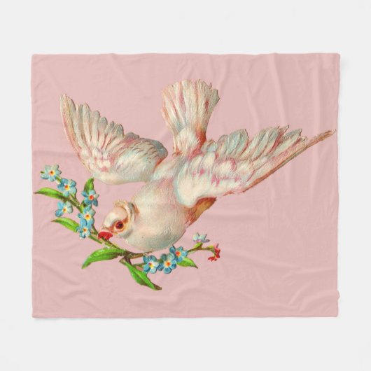 Couverture Polaire belle colombe blanche avec sprig dans la bouche (Devant (Horizontal))