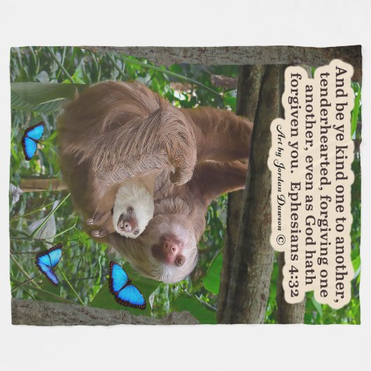 Couverture Polaire Belle Écriture de Sloth : Ephésiens 4:32 (Devant (Horizontal))