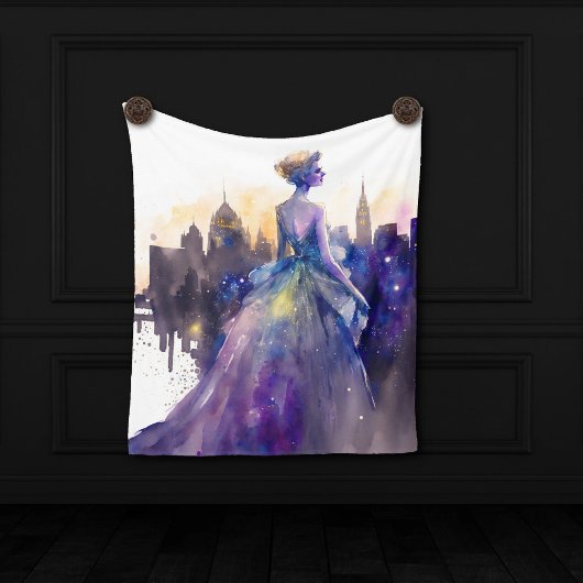 Couverture Polaire Belle Femme | Abstrait Fairytale City Princess