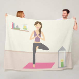 Couverture Polaire Belle Femme Qui Fait Du Yoga Dans Une Salle Décoré