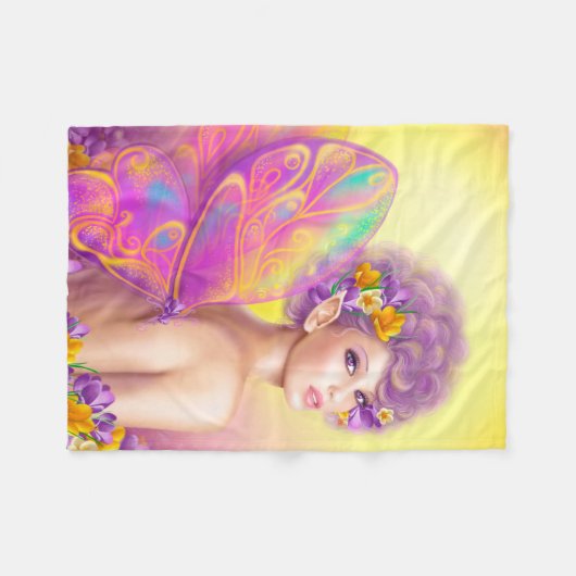 Couverture Polaire Belle fille papillon fée (Devant (Horizontal))