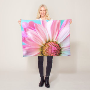 Couverture Polaire Belle Fleur rose Gros plan Photo