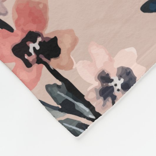 Couverture Polaire Belle fleur sauvage Elégante aquarelle rose modern (Coin)