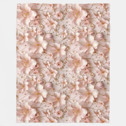 Couverture Polaire Belle floraison rose pastel douce (Devant)