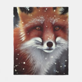 Couverture Polaire Belle Fluffy Renard Rouge en Neige (Devant)