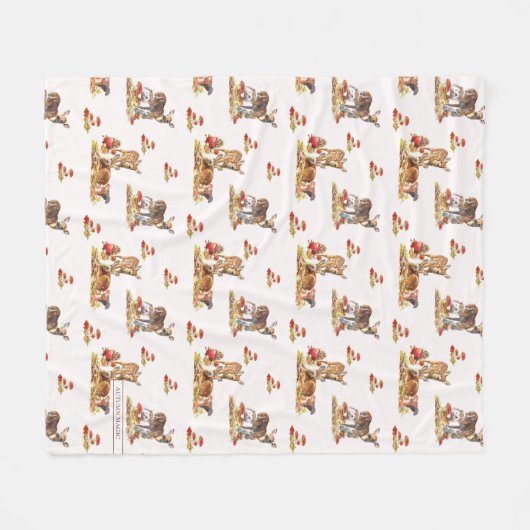 Couverture Polaire Belle Forêt Animale Automne Motif Art (Devant (Horizontal))