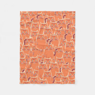 Couverture Polaire Belle foule de chats orange