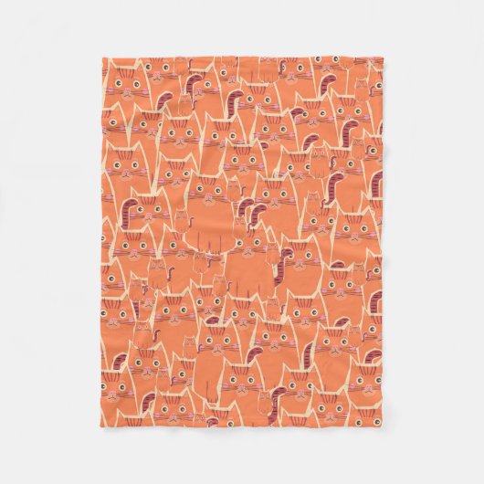Couverture Polaire Belle foule de chats orange (Devant)