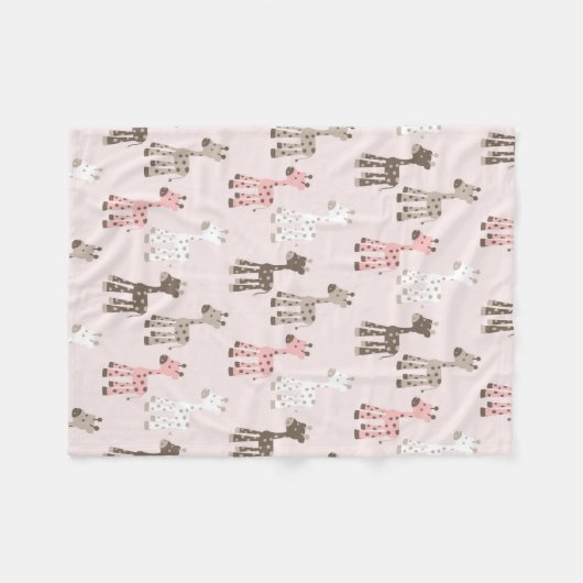 Couverture Polaire Belle girafe de roses pâles (Devant (Horizontal))