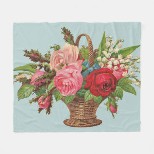 Couverture Polaire belle impression de panier de fleurs victoriennes
