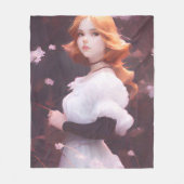 Couverture Polaire Belle Jeune Fille Parmi Les Fleurs Roses Portrait (Devant)