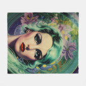 Couverture Polaire Belle Lavande & Green Retro Style Space Woman (Devant (Horizontal))