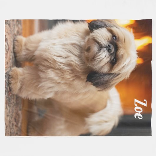 Couverture Polaire Belle Lhasa Apso Personnalisée (Devant (Horizontal))