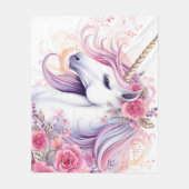 Couverture Polaire Belle licorne florale (Devant)