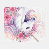 Couverture Polaire Belle licorne florale (Devant (Horizontal))