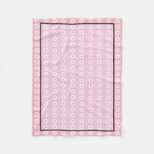 Couverture Polaire Belle marguerite blanche, rose chic, bordure noire