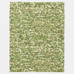 Couverture Polaire Belle motif en tricot de mamie vert olive