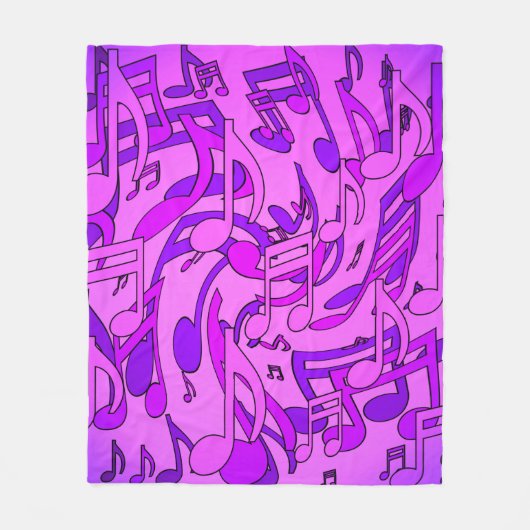Couverture Polaire Belle Musique Notes musicales Upbeat Rose violet (Devant)