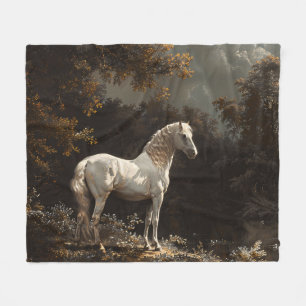 Couverture Polaire Belle peinture à l'huile de cheval blanc Vintage