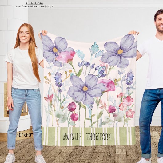 Couverture Polaire Belle personnalisée joli botanique mignon vert pou