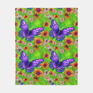 Couverture Polaire Belle prairie à papillon pourpre