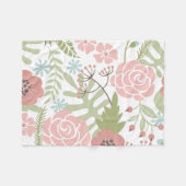 Couverture Polaire Belle rose pâle et fleurs vertes (Devant (Horizontal))