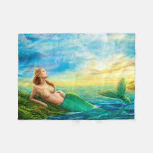 Couverture Polaire Belle sirène d'imaginaire de princesse au coucher