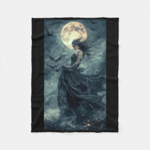Couverture Polaire Belle Sorcière Imaginaire gothique Vampire Lune 1