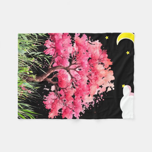 Couverture Polaire Belle vue nocturne d'un cerisier (Devant (Horizontal))