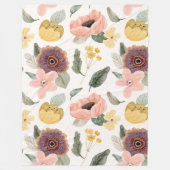 Couverture Polaire Belles fleurs Cute l Aquarelle blanche et rose (Devant)