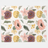Couverture Polaire Belles fleurs Cute l Aquarelle blanche et rose (Devant (Horizontal))