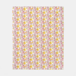 Couverture Polaire Belles fleurs de frangipanier Plumeria pastel