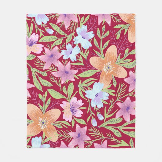 Couverture Polaire Belles fleurs de printemps (Devant)