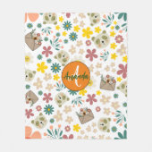 Couverture Polaire Belles fleurs girly monogrammées pastel blanc (Devant)