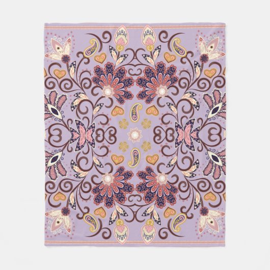 Couverture Polaire Belles fleurs indiennes ethniques. Beau ornement.  (Devant)