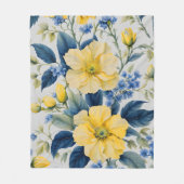 Couverture Polaire Belles Fleurs Jaunes et Bleues (Devant)