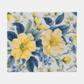 Couverture Polaire Belles Fleurs Jaunes et Bleues (Devant (Horizontal))