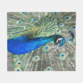 Couverture Polaire Belles plumes de paon bleu (Devant (Horizontal))