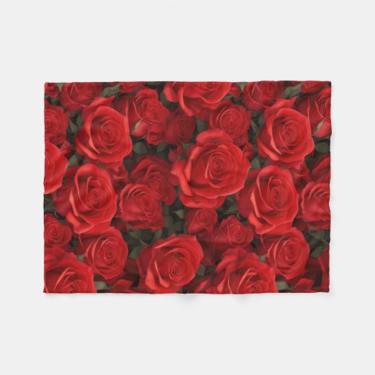 Couverture Polaire Belles Roses Rouges (Devant (Horizontal))