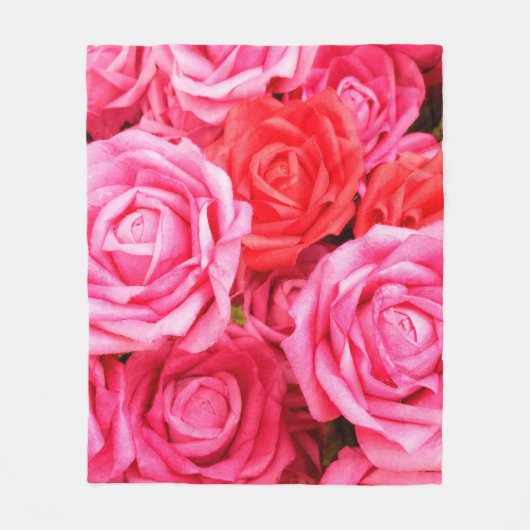 Couverture Polaire Belles roses rouges et roses (Devant)