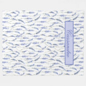 Couverture Polaire Belles taches de lavande sur blanc - Monogrammé (Devant (Horizontal))