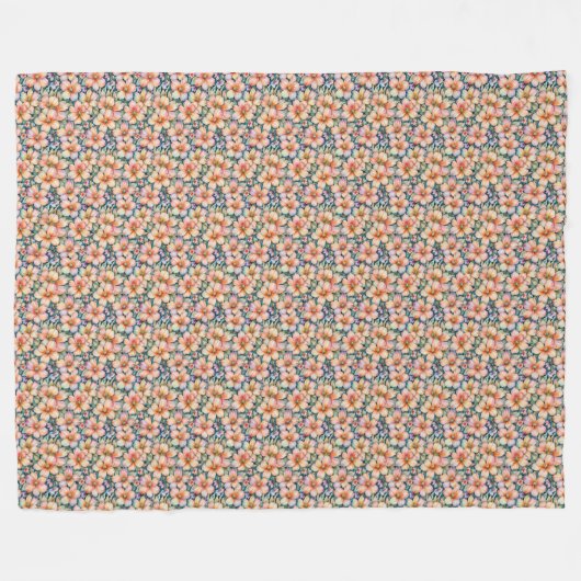 Couverture Polaire Belles teintes Peintes Peach Floral (Devant (Horizontal))