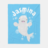 Couverture Polaire Béluga mignon bulles dessin de dessin animé (Devant)