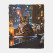 Couverture Polaire Bengal Cat With Christmas Lights Holiday (Devant)