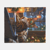 Couverture Polaire Bengal Cat With Christmas Lights Holiday (Devant (Horizontal))