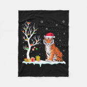 Couverture Polaire Bengal Tiger Santa Hat Festive Tree Light Christma (Devant)