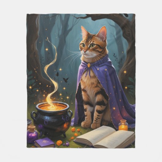Couverture Polaire Bengale Chat Whimsical Halloween Peinture (Devant)